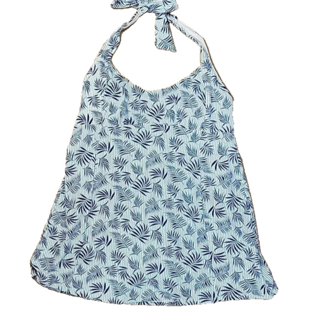 Basic Editions Blue Halter Top Swim Dress Size 14 NWT